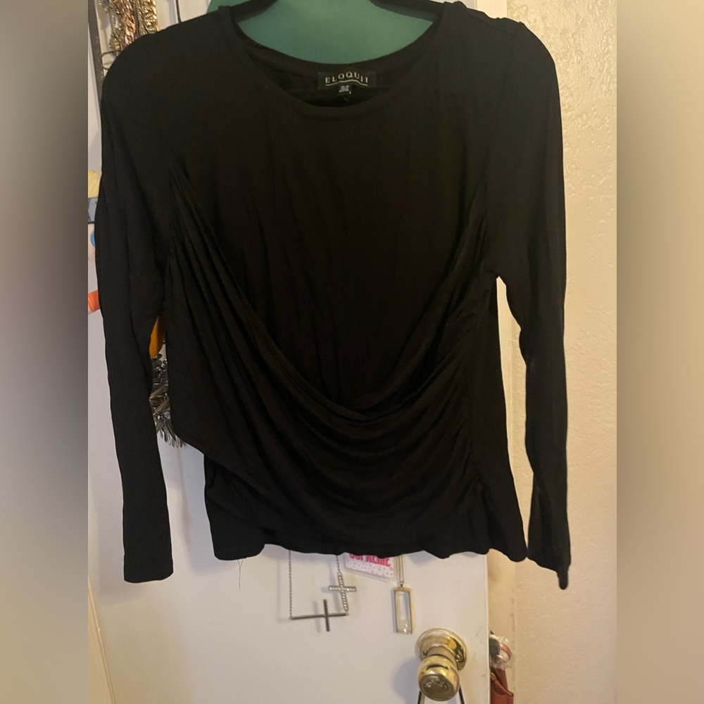 Black plus size long sleeve top